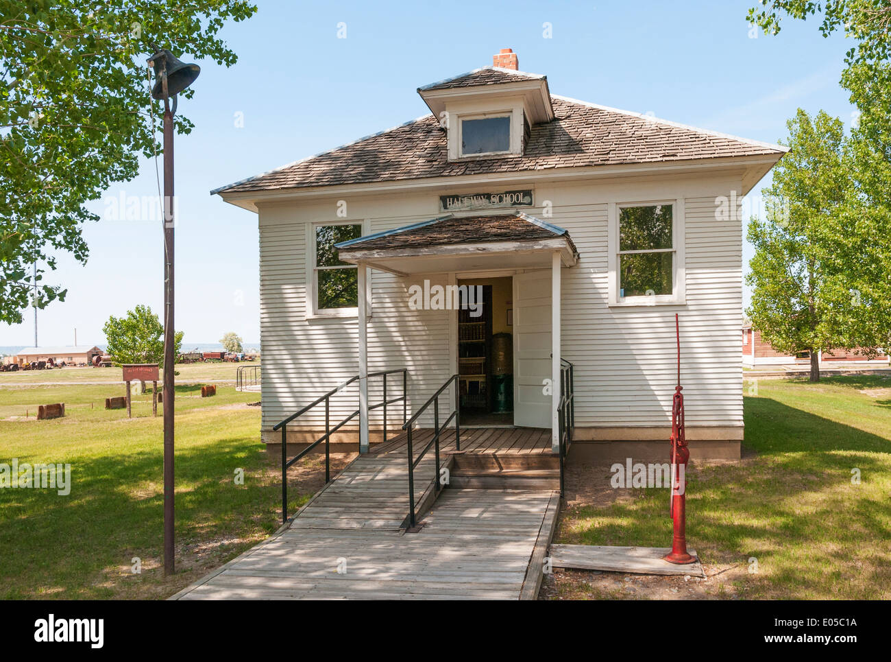 Montana, Hardin, Big Horn County Historical Museum, 1922 Halfway School, one room schoolhouse Stock Photo