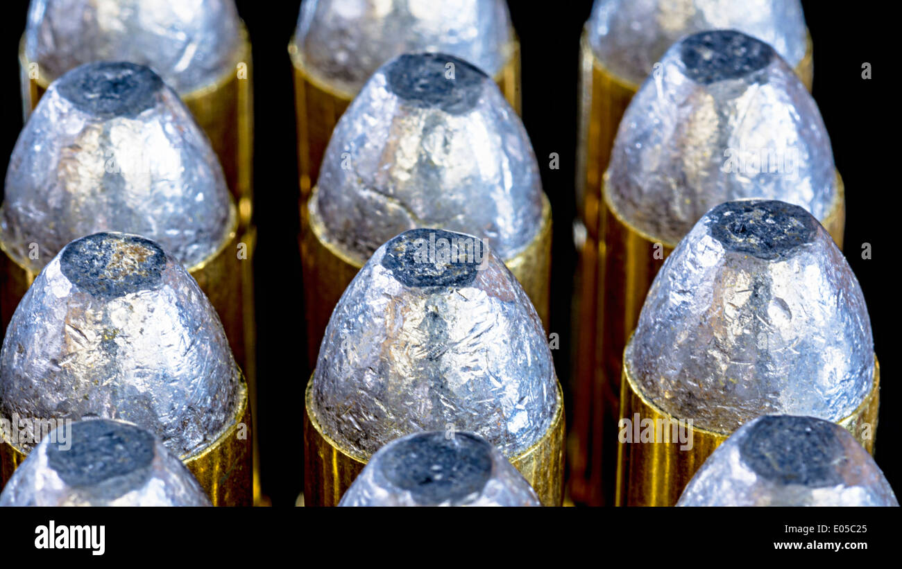 Several pistol bullets with brass and lead tips Stock Photo Alamy