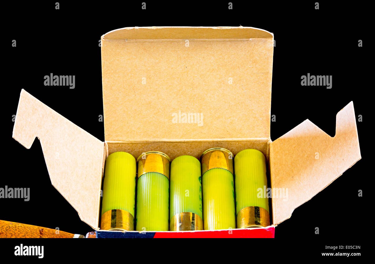 Shotgun shells packing into a box Stock Photo Alamy