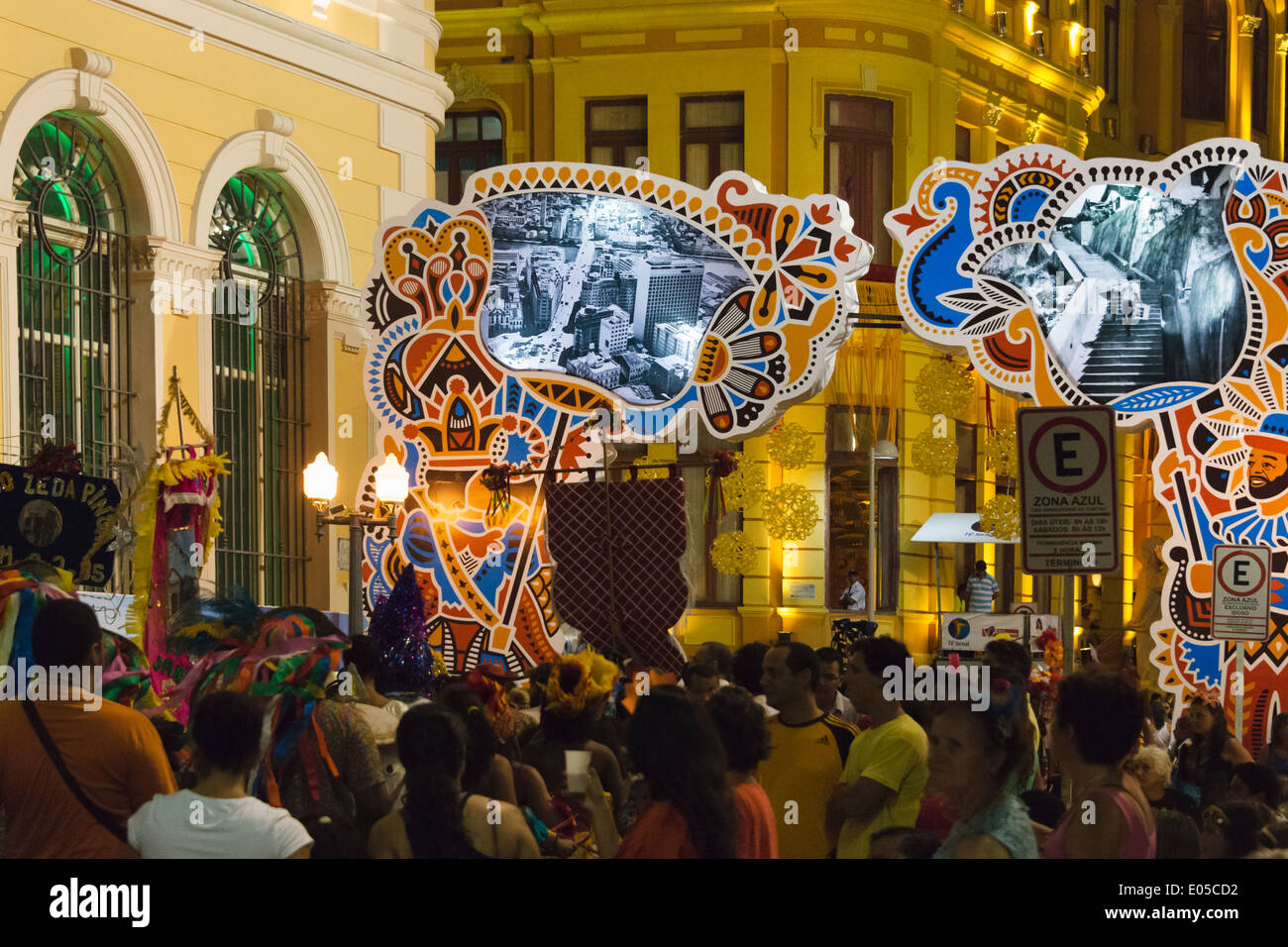 Carnival Parade at night, Recife, Pernambuco State, Brazil Stock Photo