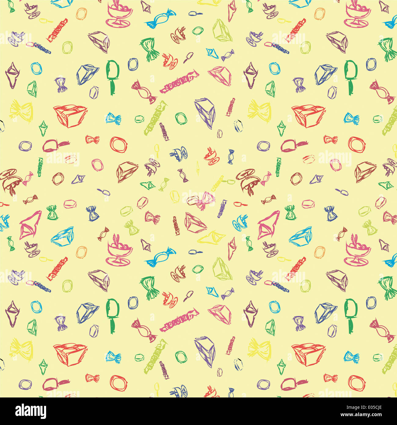 Sweet seamless sketch pattern in colour. Vector illustration Stock ...