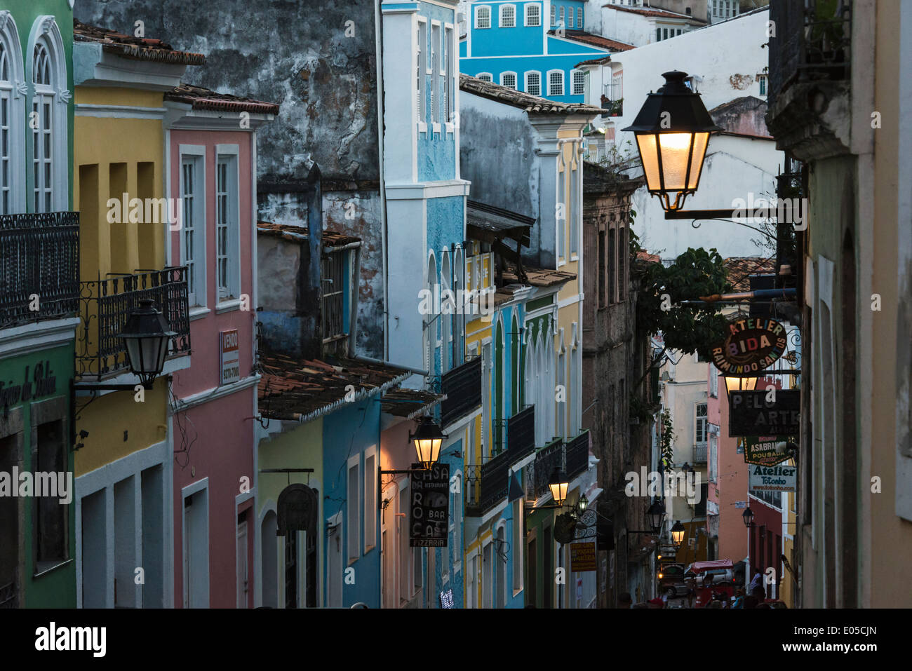 Historic buildings in Pelourinho District, Salvador (UNESCO World Heritage site), Bahia State, Brazil Stock Photo