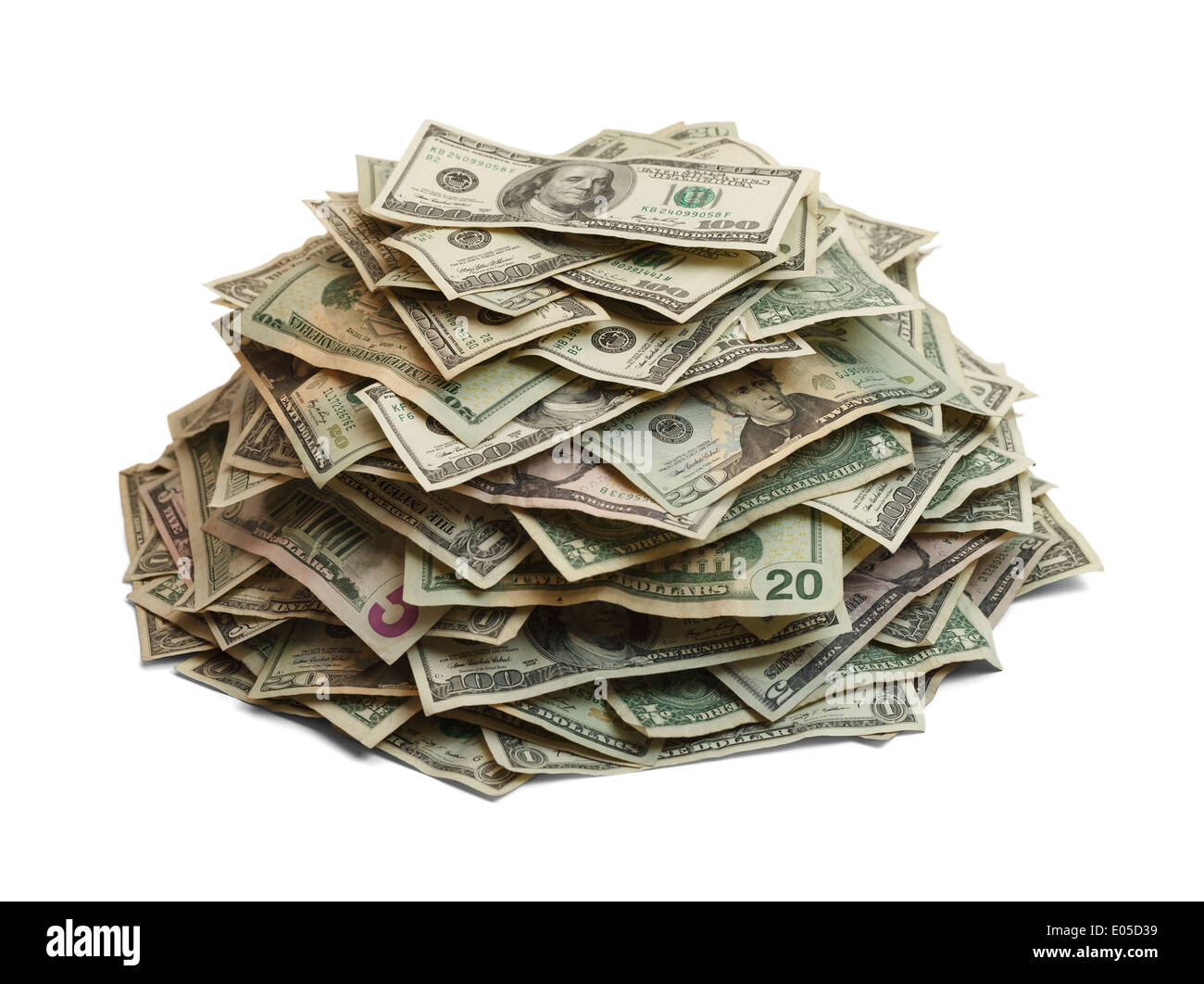 Pile Of Cash Isolated On White Background. Stock Photo