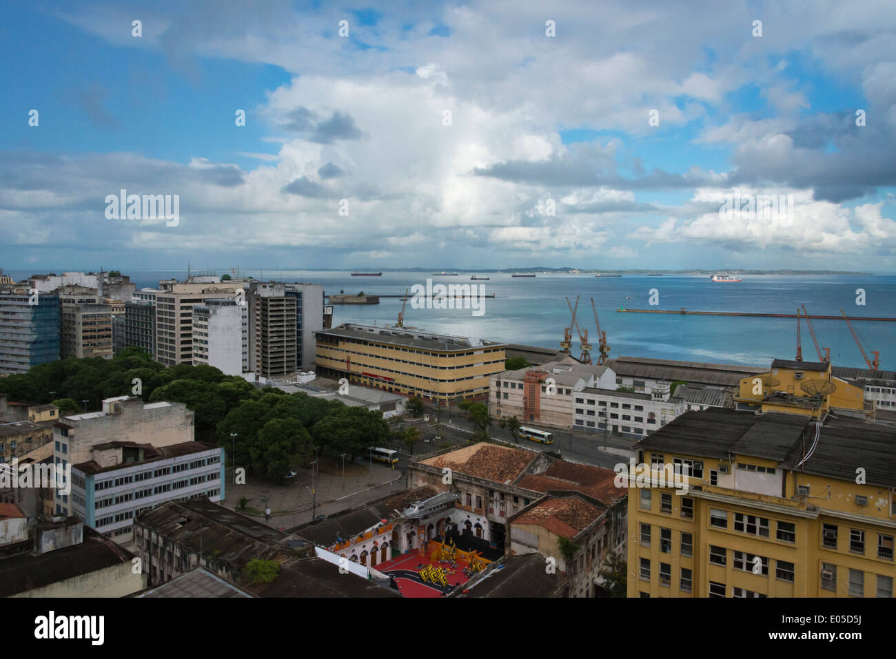 Cityscape along the ocean, Salvador, Bahia State, Brazil Stock Photo