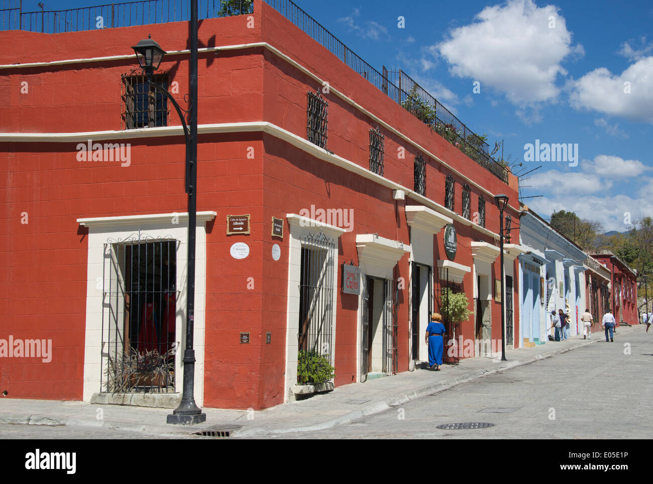 Restored colonial houses Macedonio Alcala Oaxaca City Mexico Stock Photo