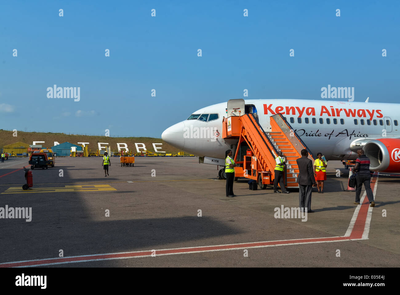 airplane at entebbe international airport, Uganda, Africa Stock Photo