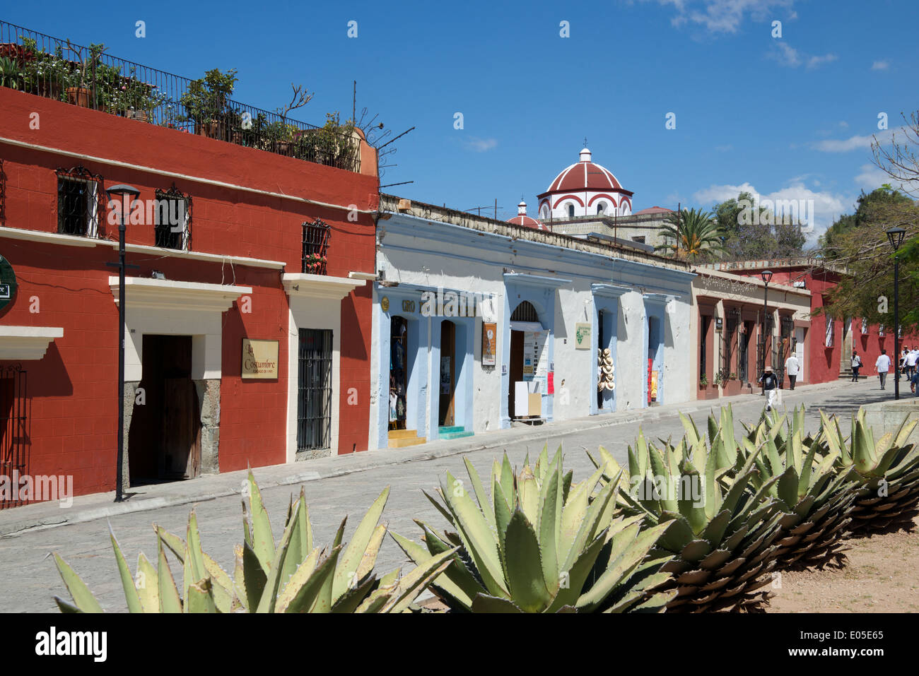 Colonial houses Macedonio Alcala Oaxaca City Mexico Stock Photo