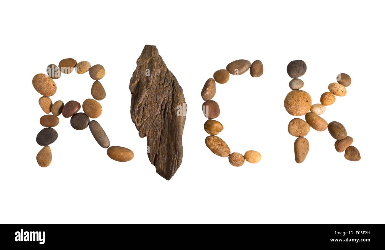 Word Rock Made By Small Rocks On Isolate Background Stock Photo Alamy