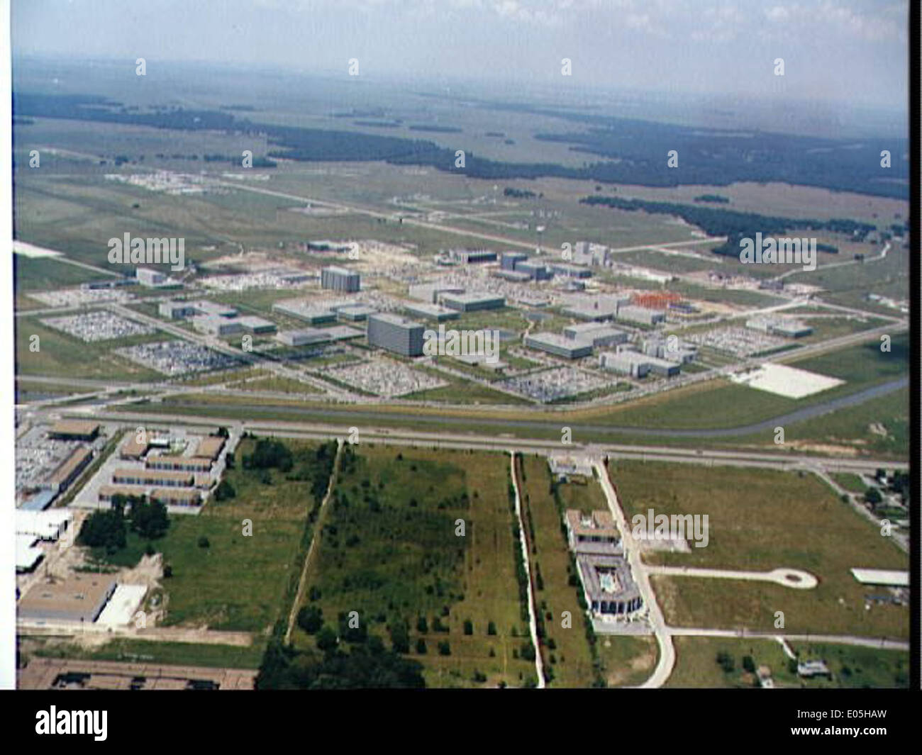 Aerial view of construction progress at the Manned Spaceflight Center Stock Photo
