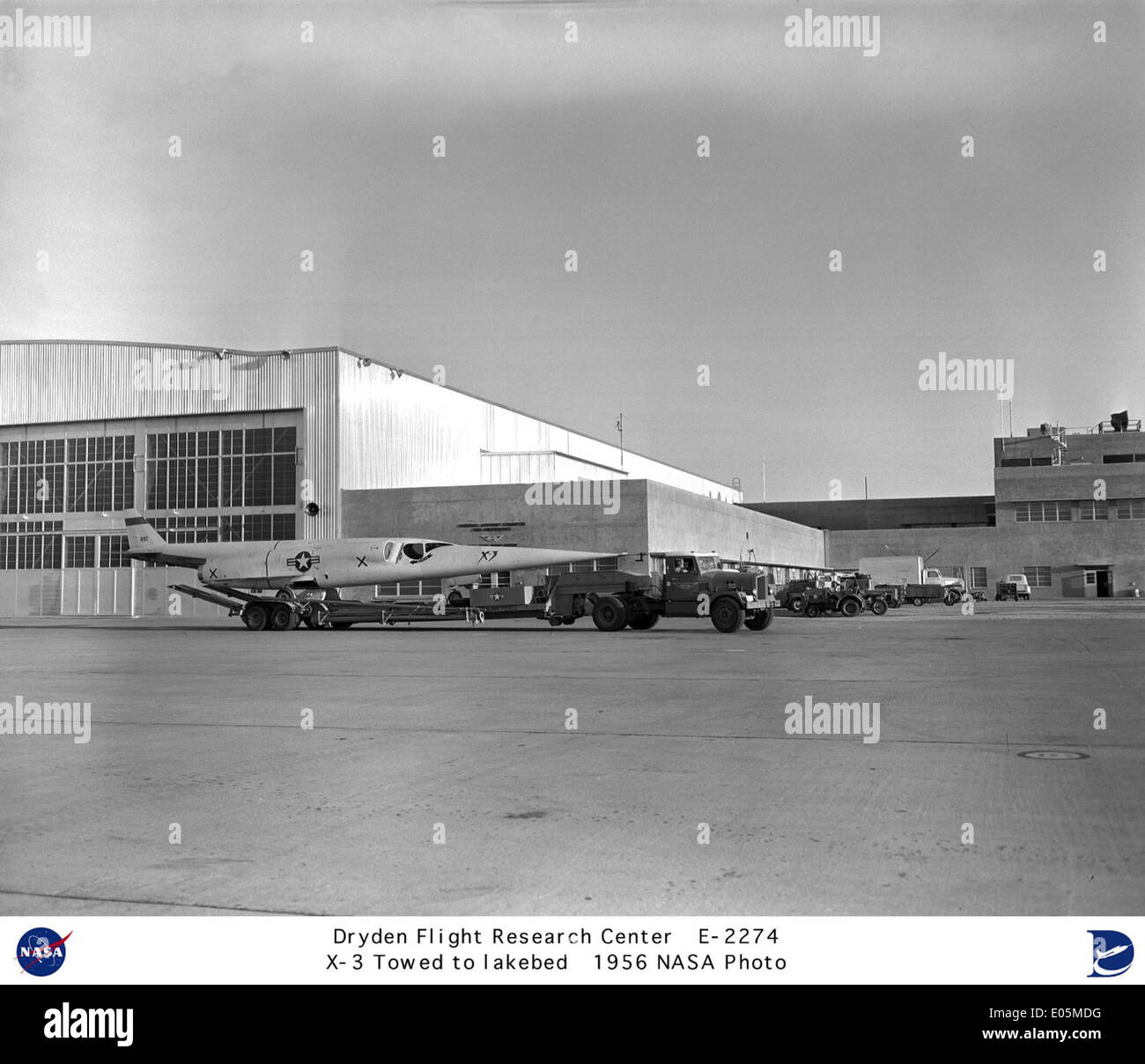 In 1956, the X-3, a research aircraft developed by NASA, was towed to