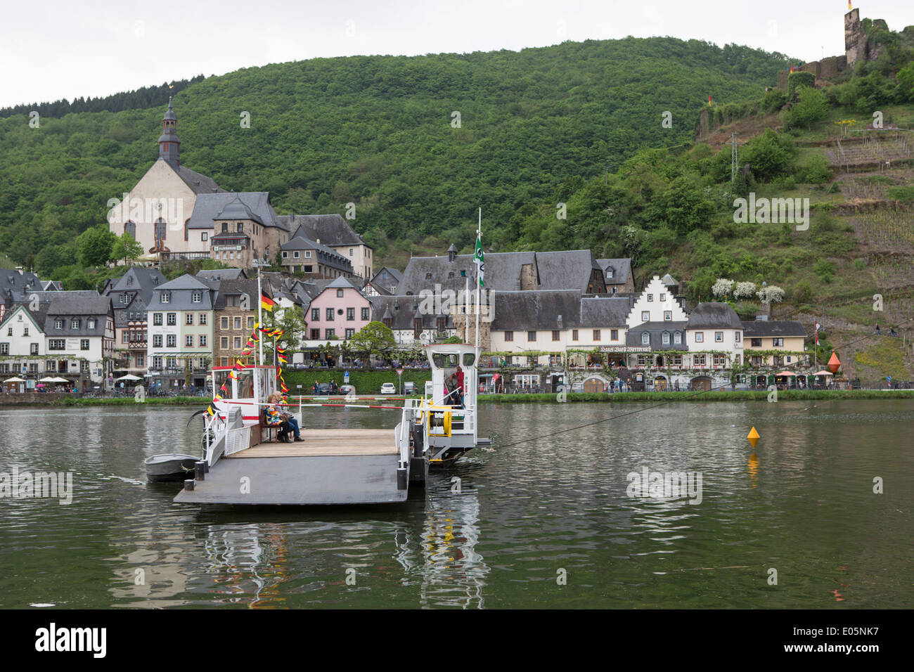 Ferry at Beilstein across the Mosel river Stock Photo