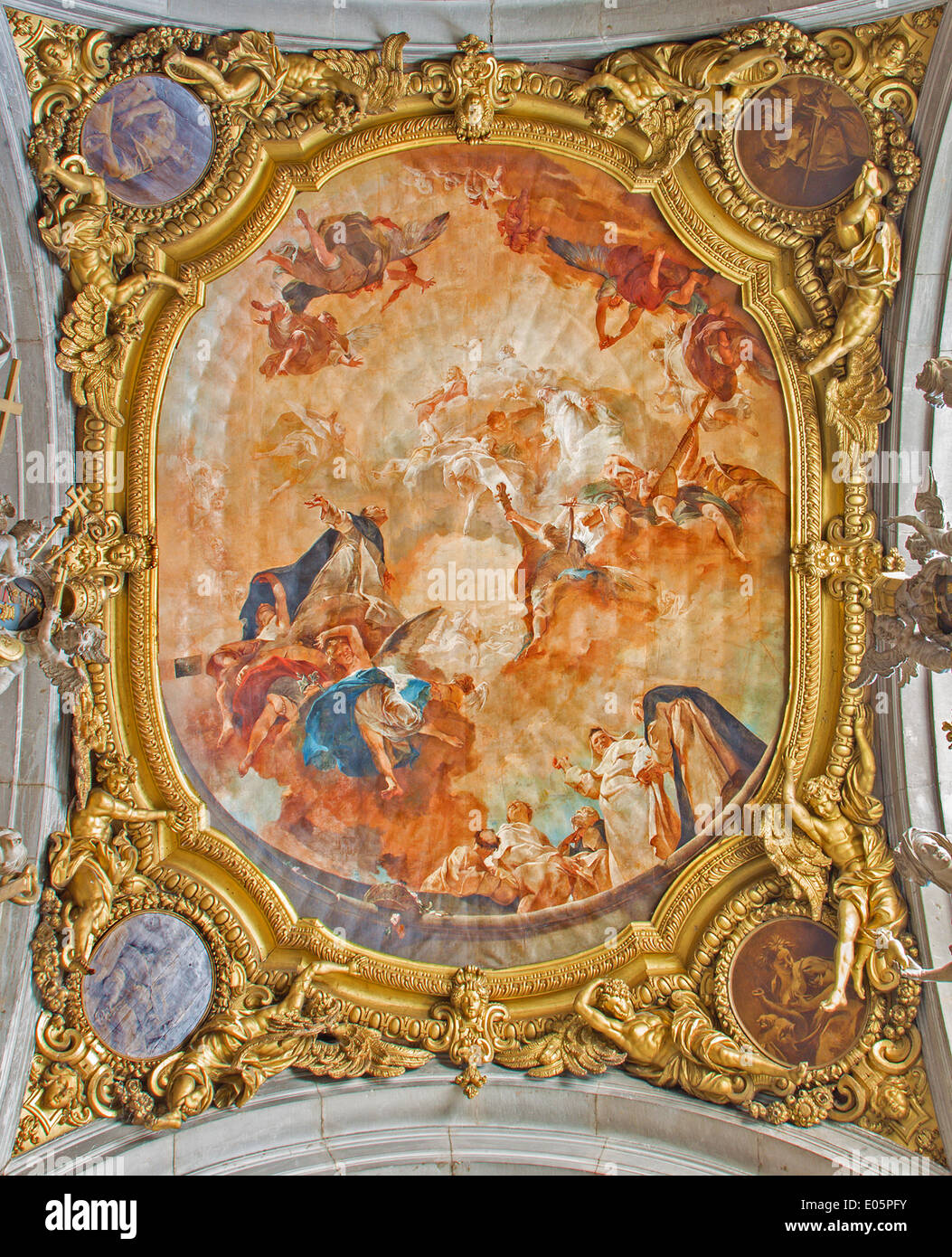 Venice - Apotheosis of st. Dominic from ceilling of Cappella di San Domenico  in Basilica di san Giovanni e Paolo church. Stock Photo