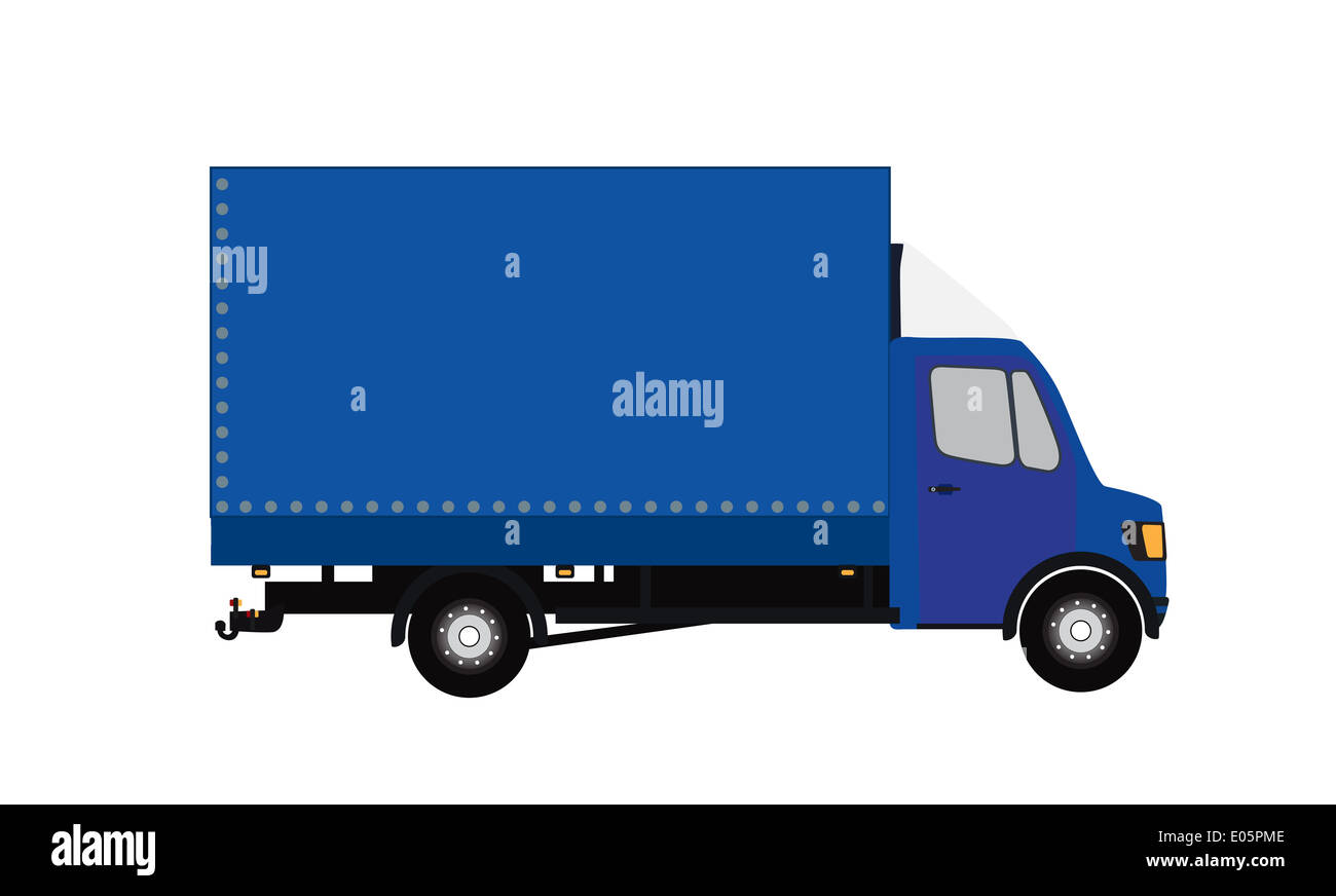 Blue Small truck. Silhouette. Vector Illustration. EPS10. Stock Photo