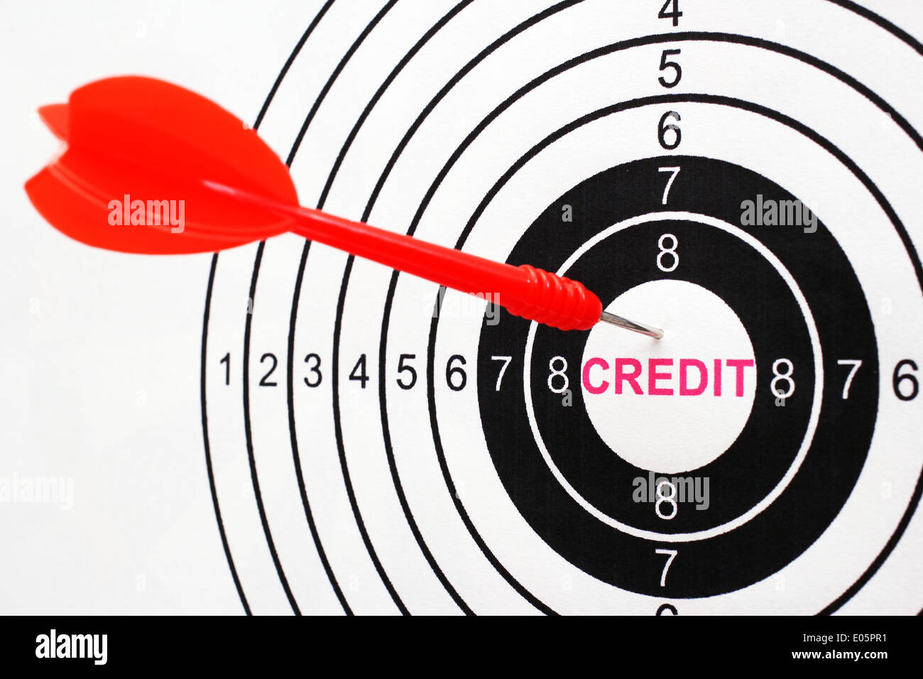 Credit text on target Stock Photo