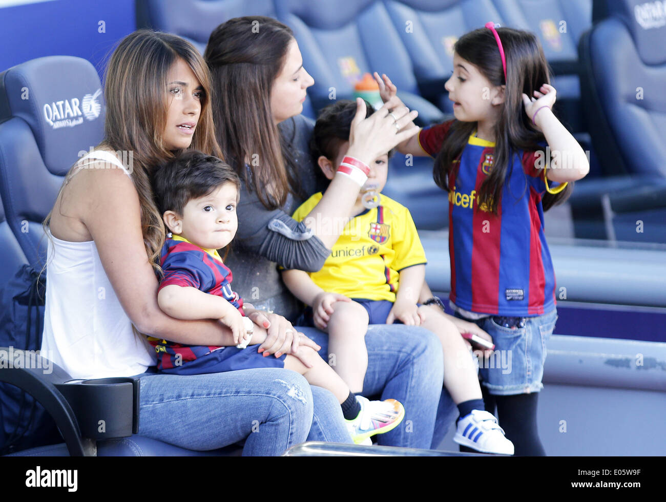 May 3 2014 Antonella Roccuzzo Messi S Wife And His Son In The Match Between Fc Barcelona And Getafe For Week 36 Of The Spanish Liga Bbva Played At The Camp Nou