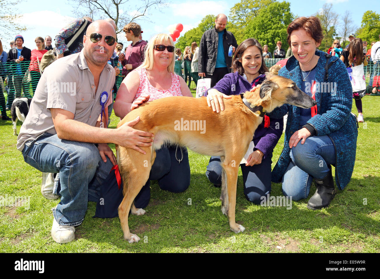 London, UK. 3rd May 2014. Winner of the Rescue Dog competition with Marc Abraham, Slowe