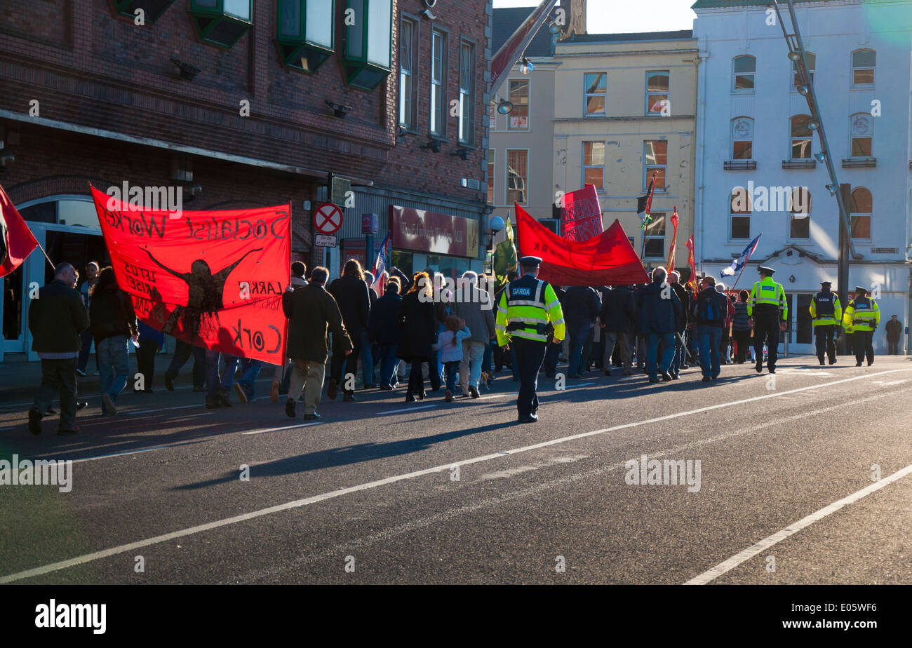 May Day demonstration in Cork City Ireland against Water Charges and metering Stock Photo