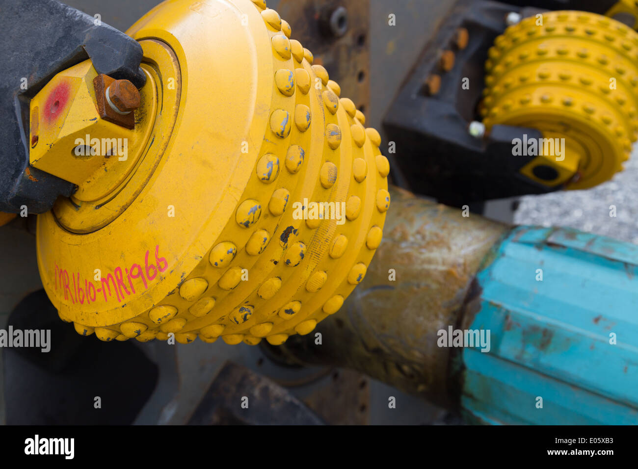 A drill bit waits to be used during the drilling of a large diameter
