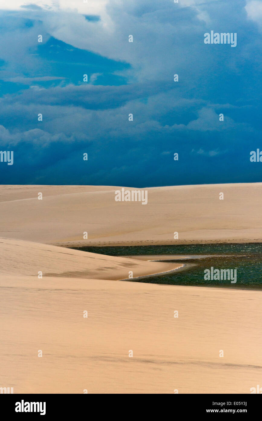 Sand dune and lagoon, Lencois Maranheinses National Park, Maranhao State, Brazil Stock Photo