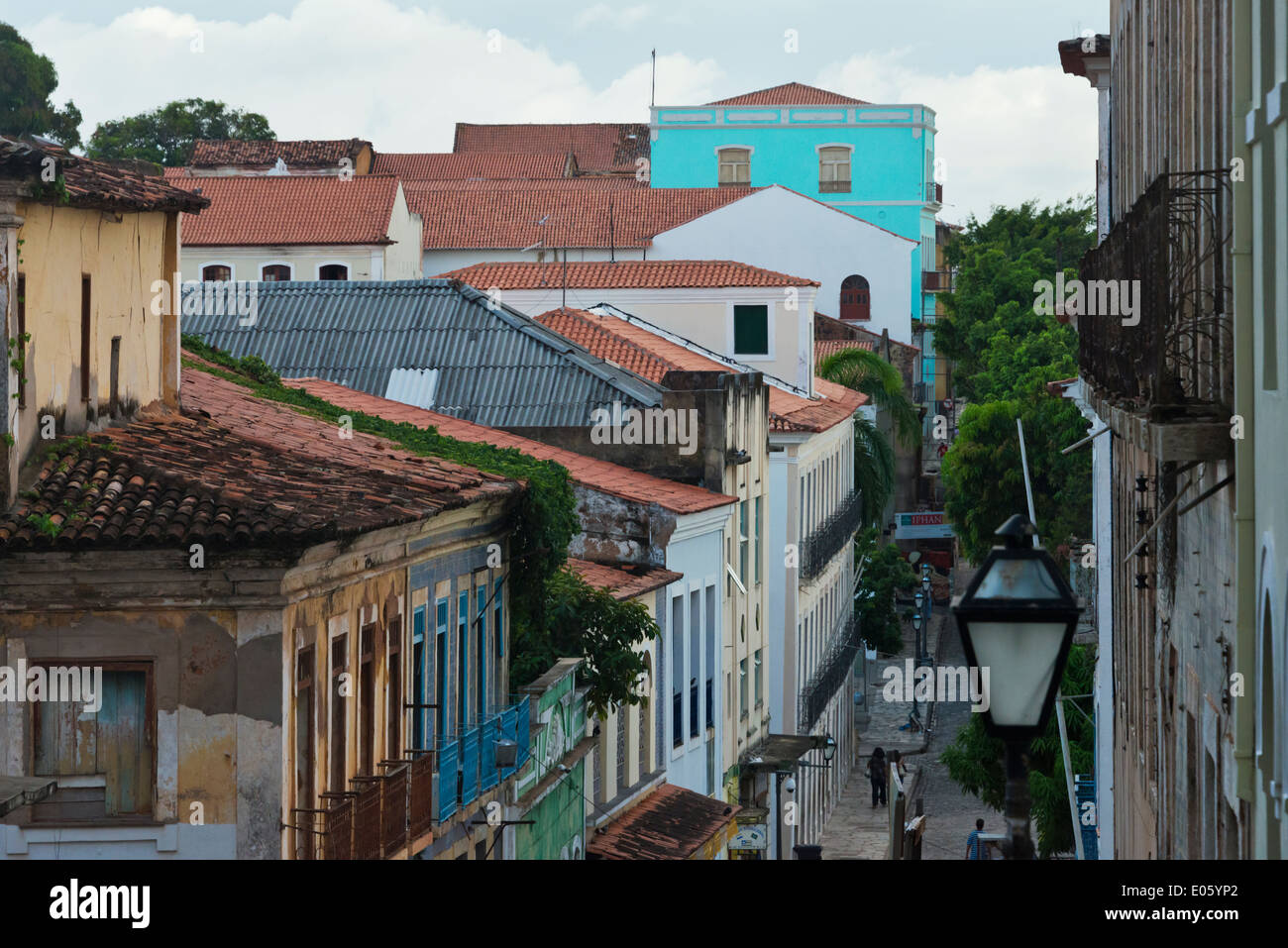 Buildings in historic center of Sao Luis (UNESCO World Heritage site), Maranhao State, Brazil Stock Photo