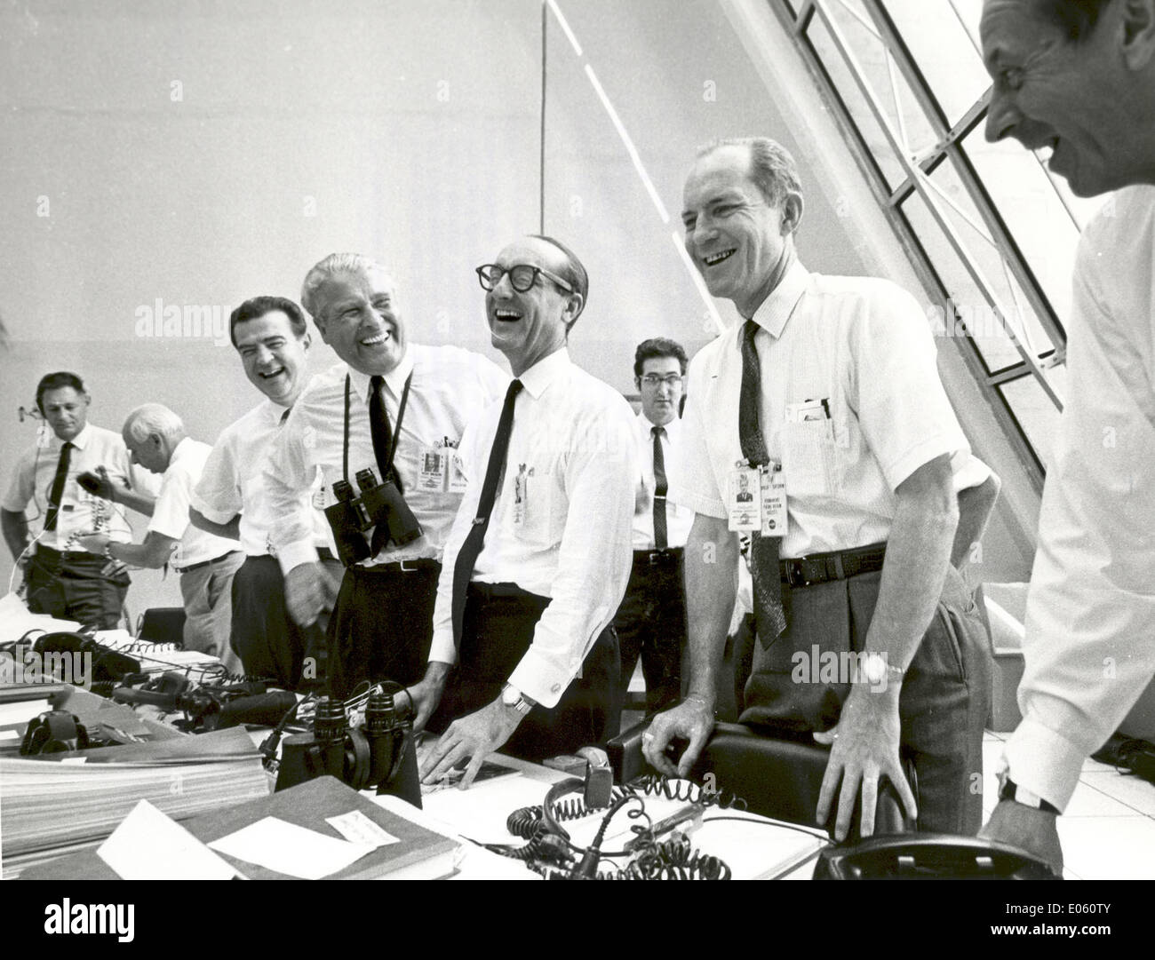 Apollo 11 Mission Official Relax After Apollo 11 Liftoff Stock Photo