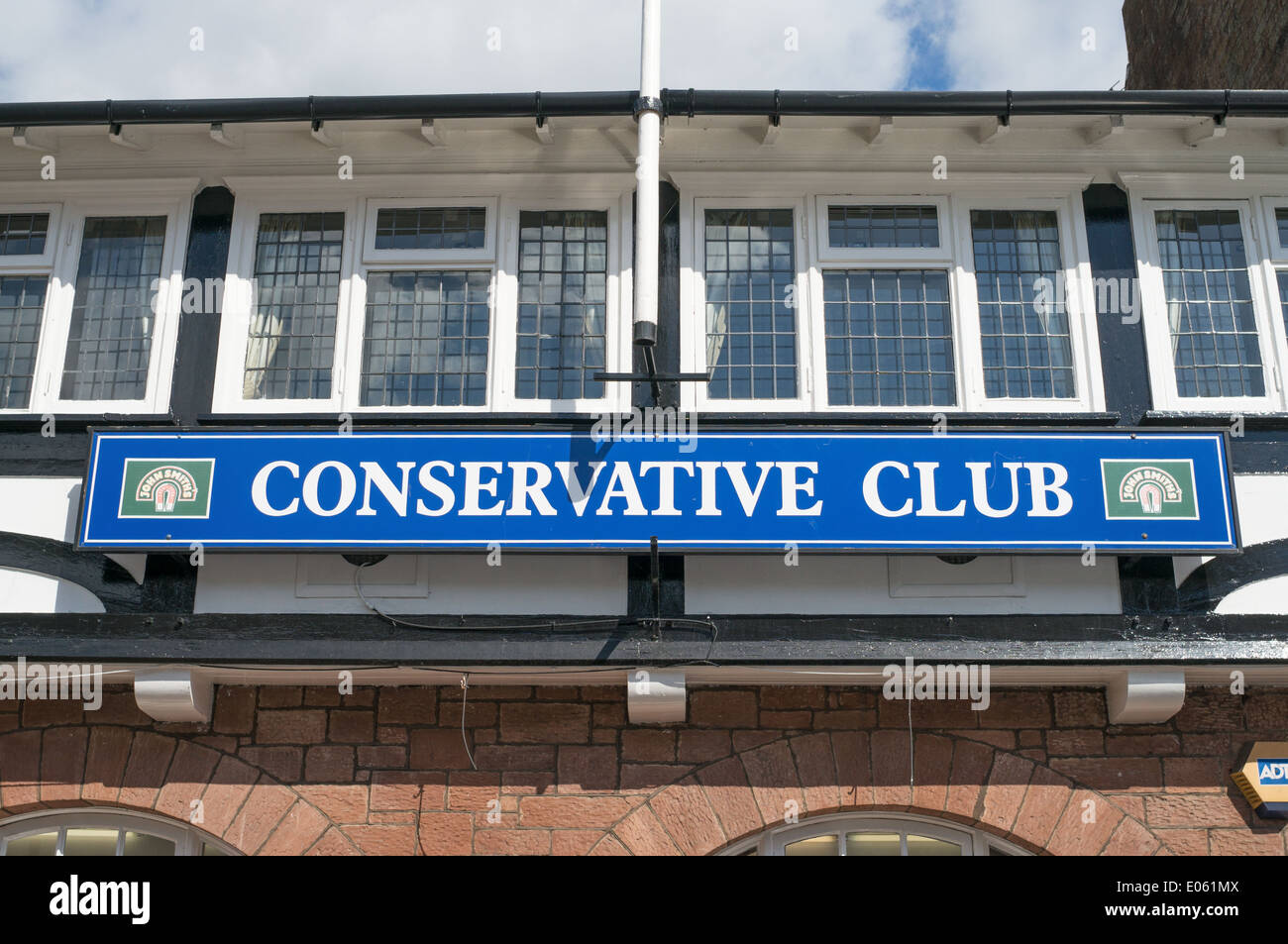 Conservative Club sign Brampton Front Street, north west England UK Stock Photo