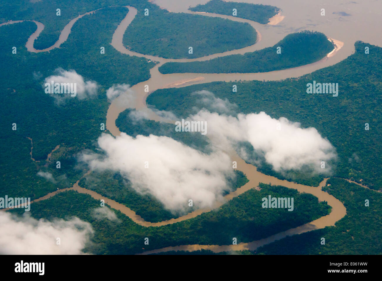 Aerial view of Amazon River, Para State, Brazil Stock Photo