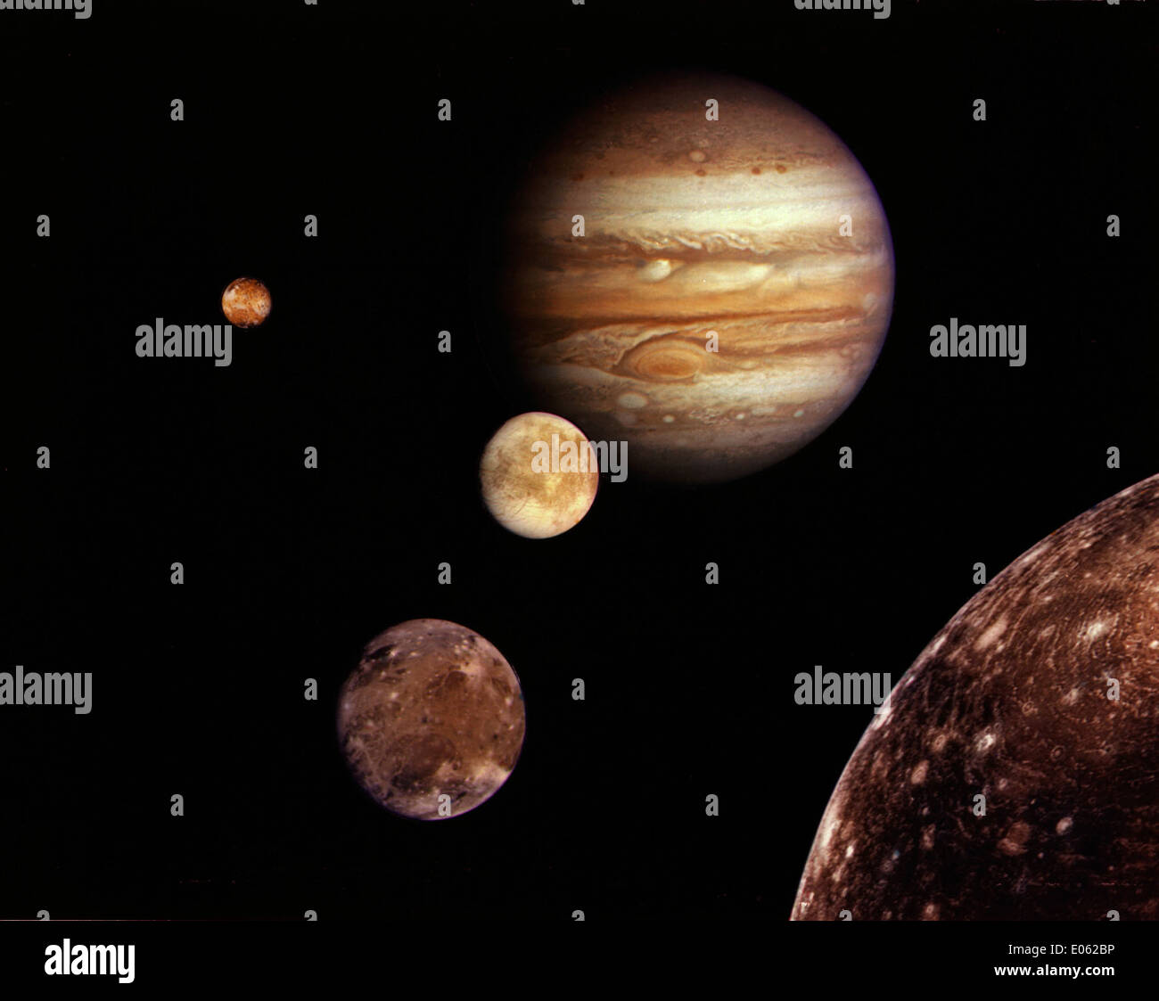 Jupiter System Montage Stock Photo