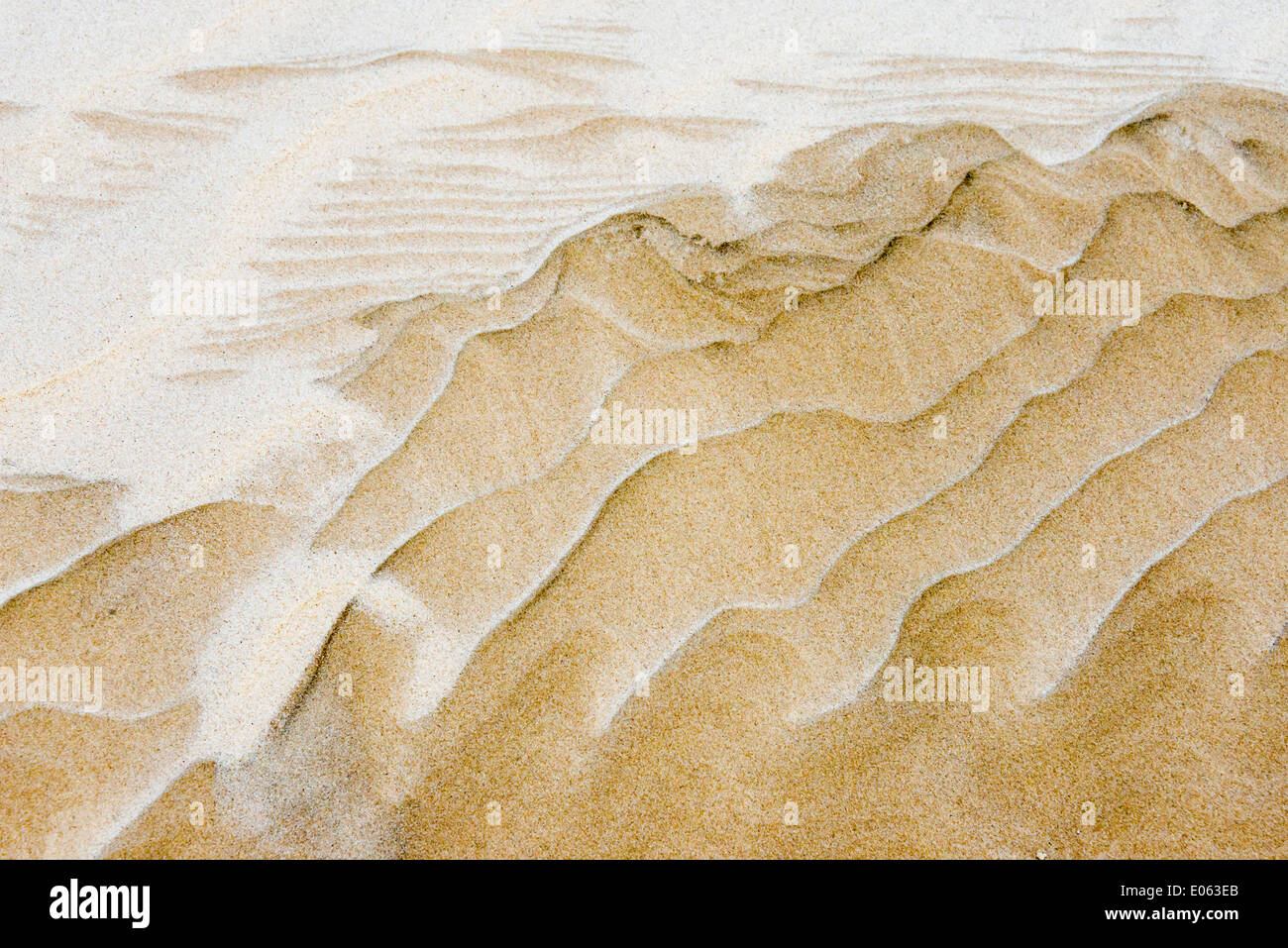 Pattern washed out by rain on sand dune resembling painting, Lencois Maranheinses National Park, Maranhao State, Brazil Stock Photo