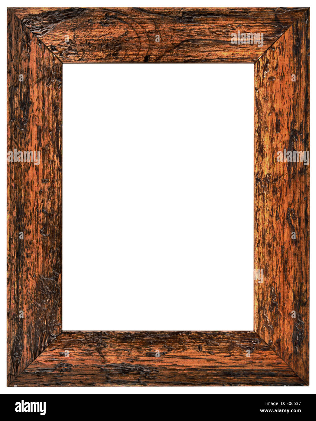 Vintage Wooden Frame Isolated with Clipping Path Stock Photo