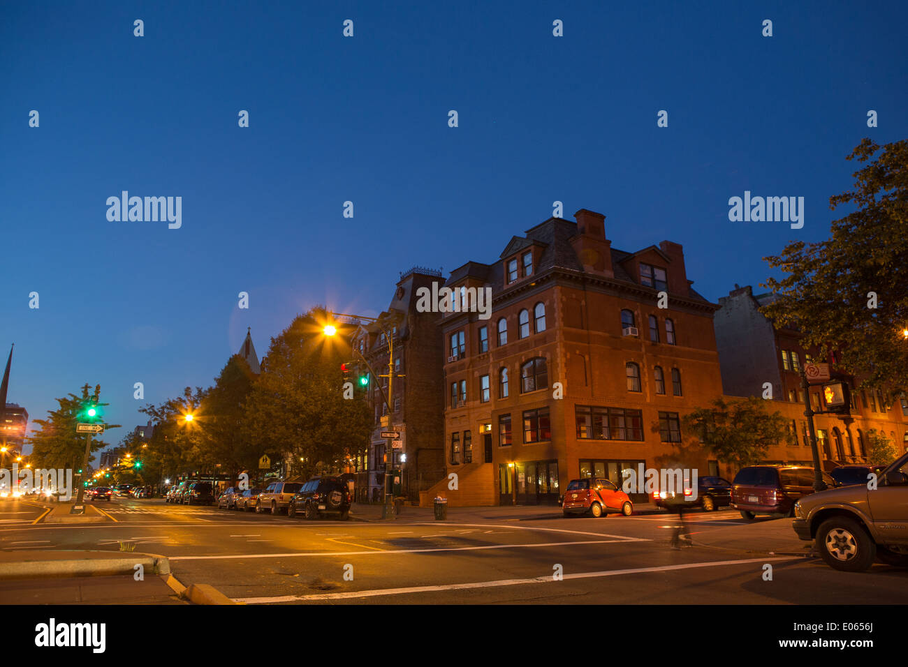 Dusk in The Mount Morris Park Historic District, Harlem, NY, USA Stock Photo