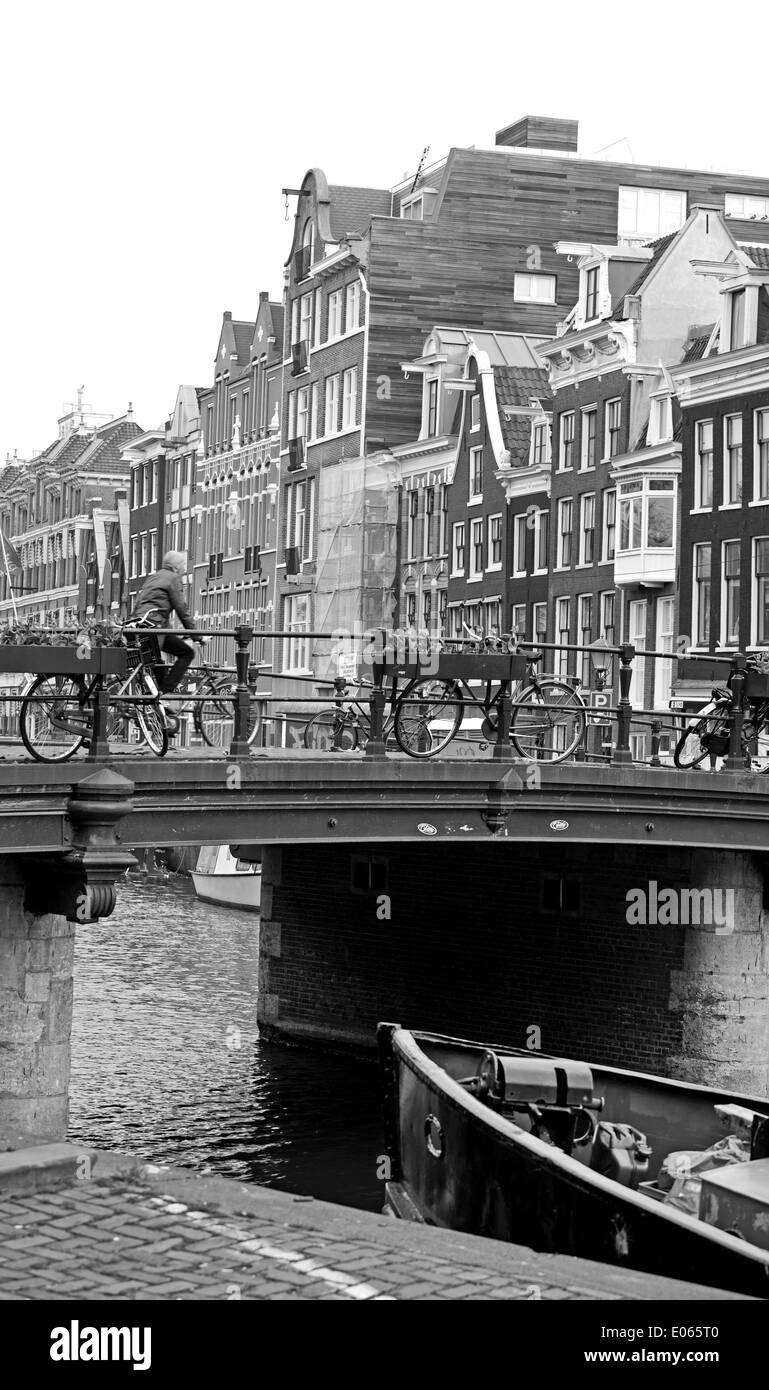 black and white amsterdam Stock Photo