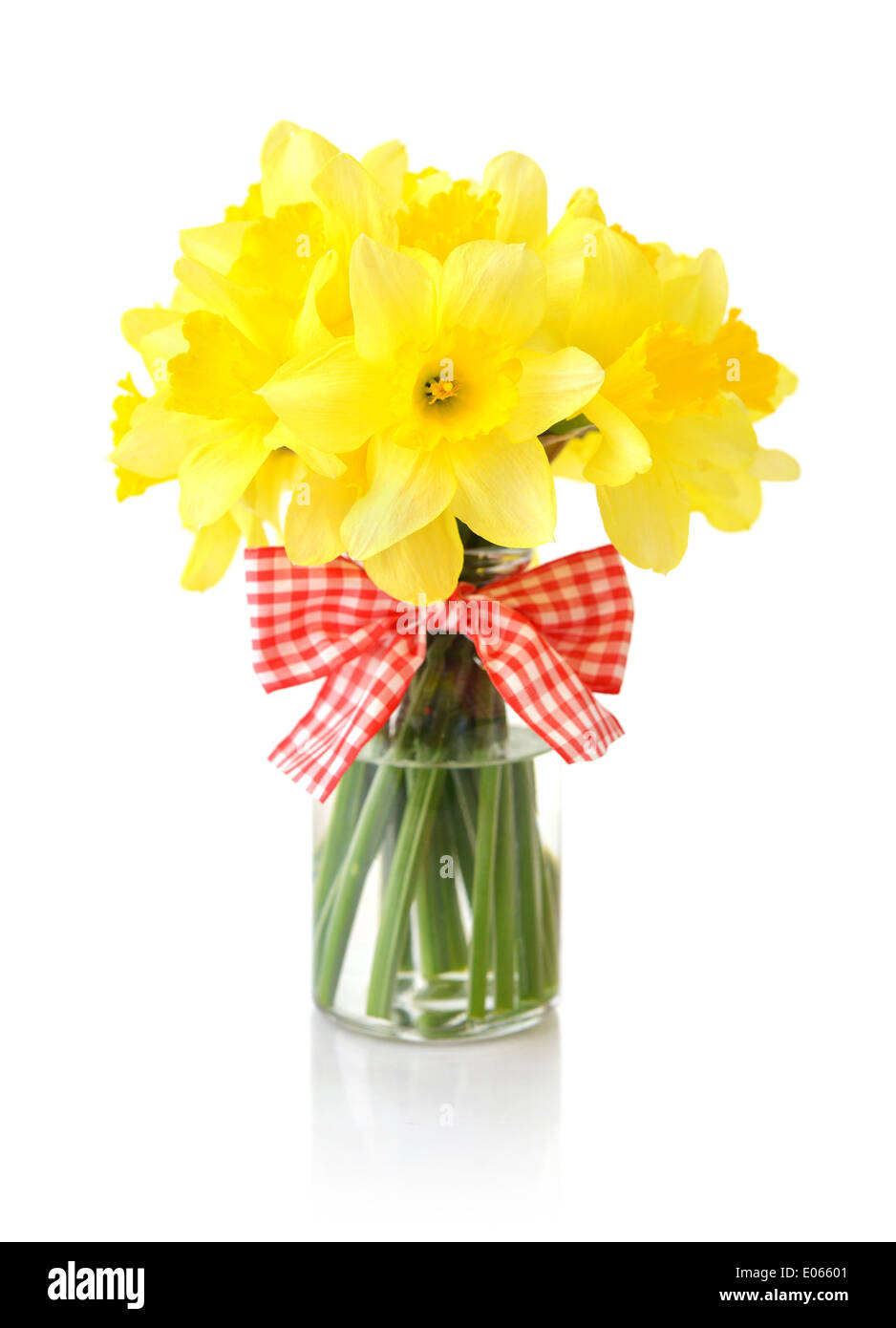 Daffodils in glass vase isolated on white background Stock Photo Alamy