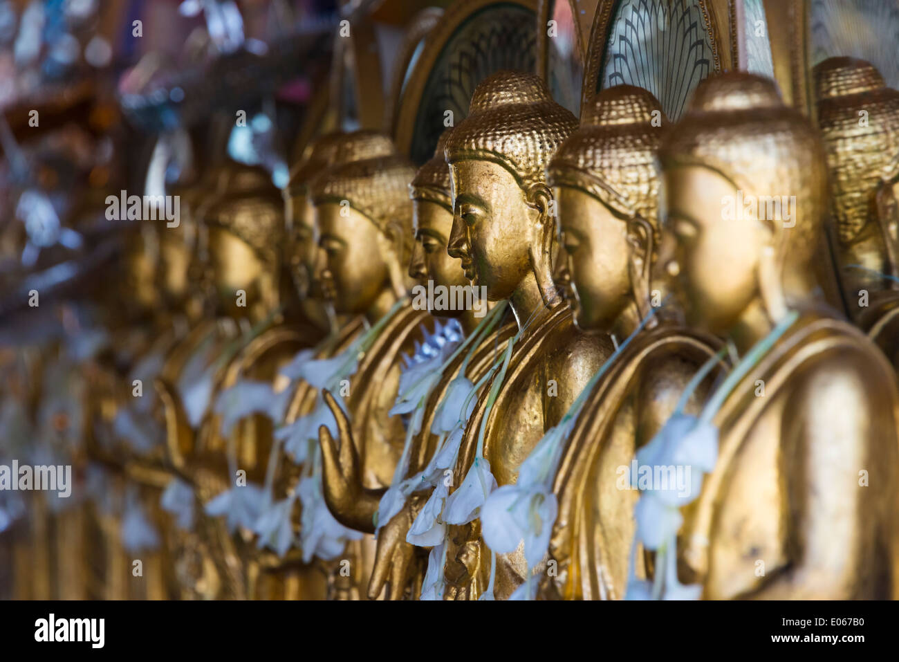 Buddhist sculptures at Sule Pagoda, Yangon, Myanmar Stock Photo