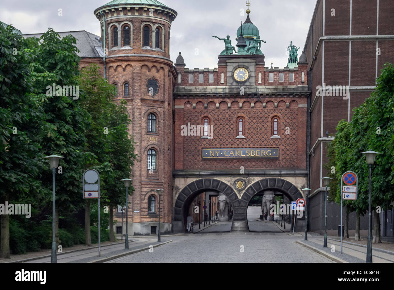 Dipylon Gate and clock tower, Copenhagen, Denmark Stock Photo