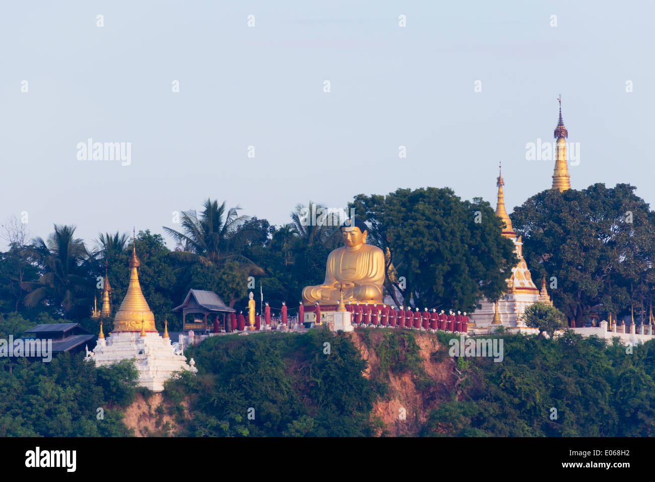 Buddhist statue on Sagaing Hill along the Ayarwaddy River, Mandalay, Myanmar Stock Photo