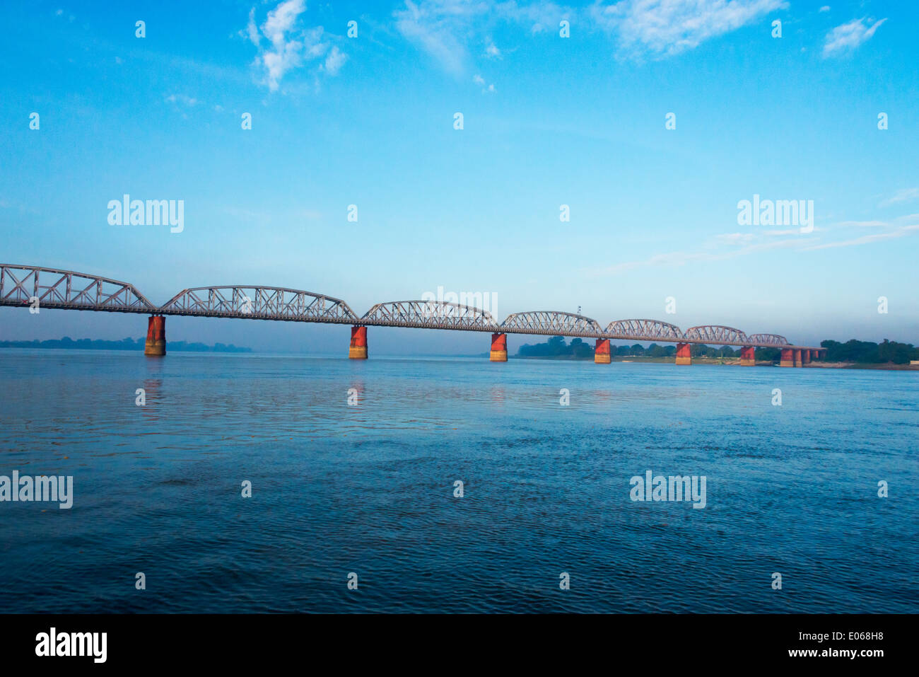 Colonial Ava Bridge across the Ayarwaddy River, Mandalay, Myanmar Stock Photo