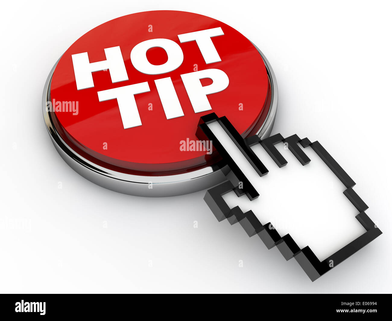 Hot Tip Button with cursor hand over white background Stock Photo - Alamy