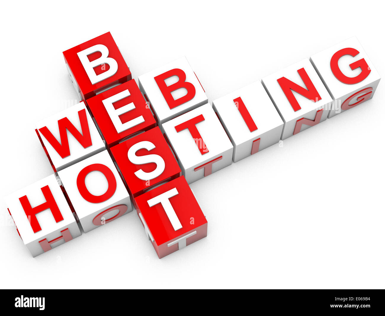 Best Web Hosting cubes over white background Stock Photo