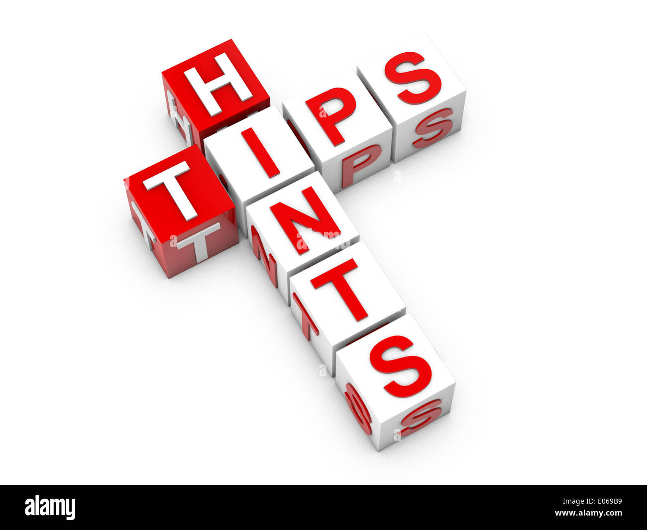 Hints tips cubes over white background Stock Photo