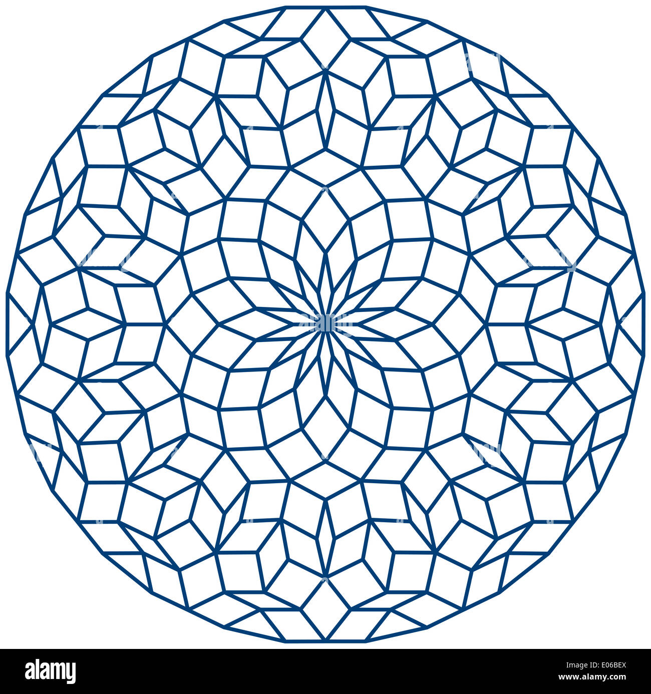 Penrose Tiling - Penrose Pattern, a non-periodic tiling generated by an aperiodic set of prototiles. Stock Photo