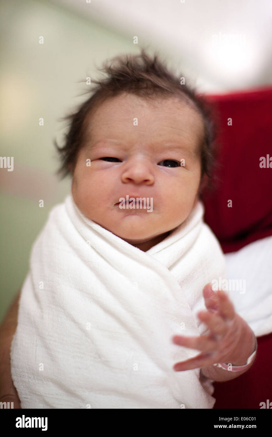 a baby one day old in the maternity Stock Photo