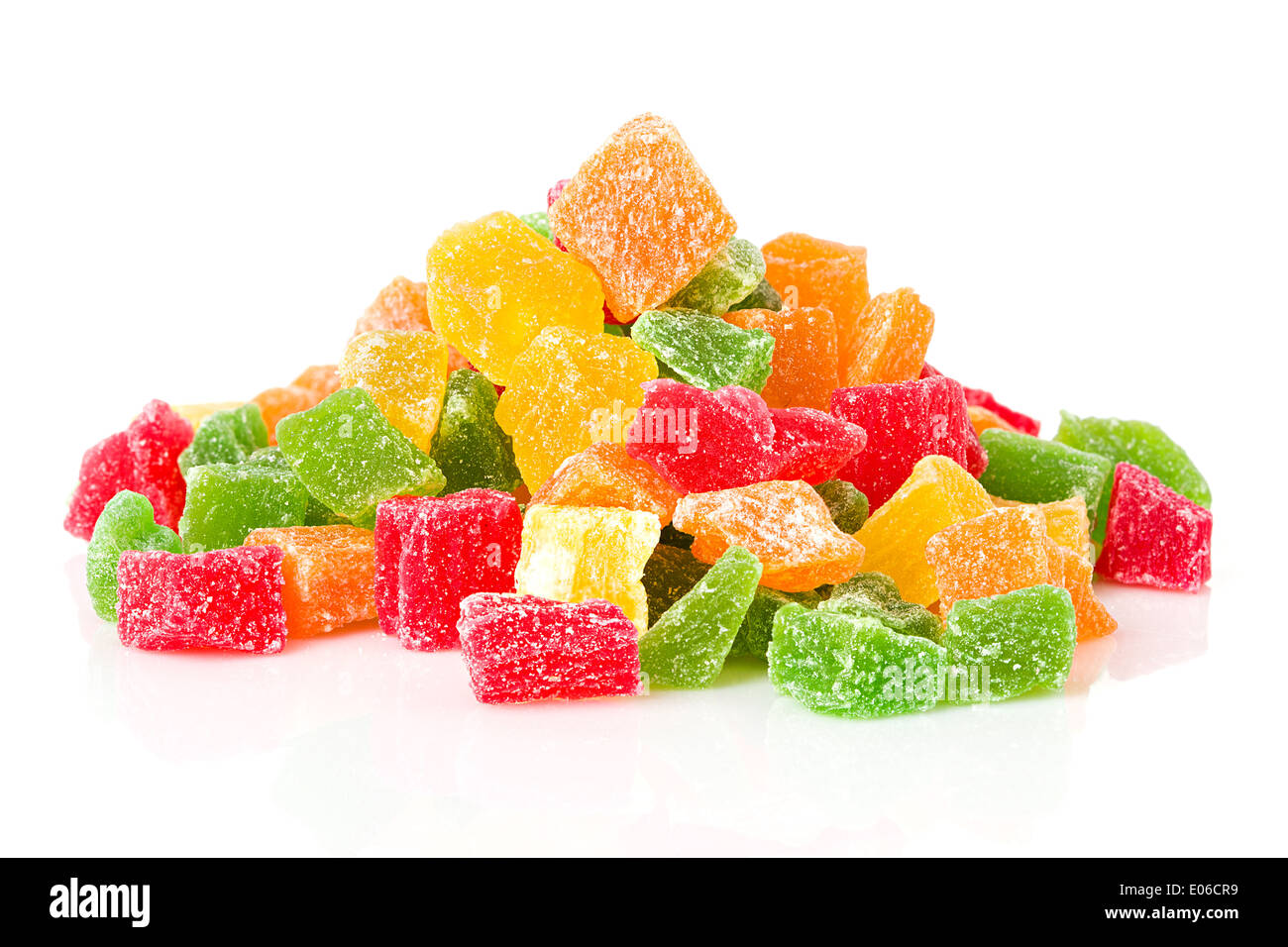 Sweet Candied Fruit closeup, isolated Stock Photo