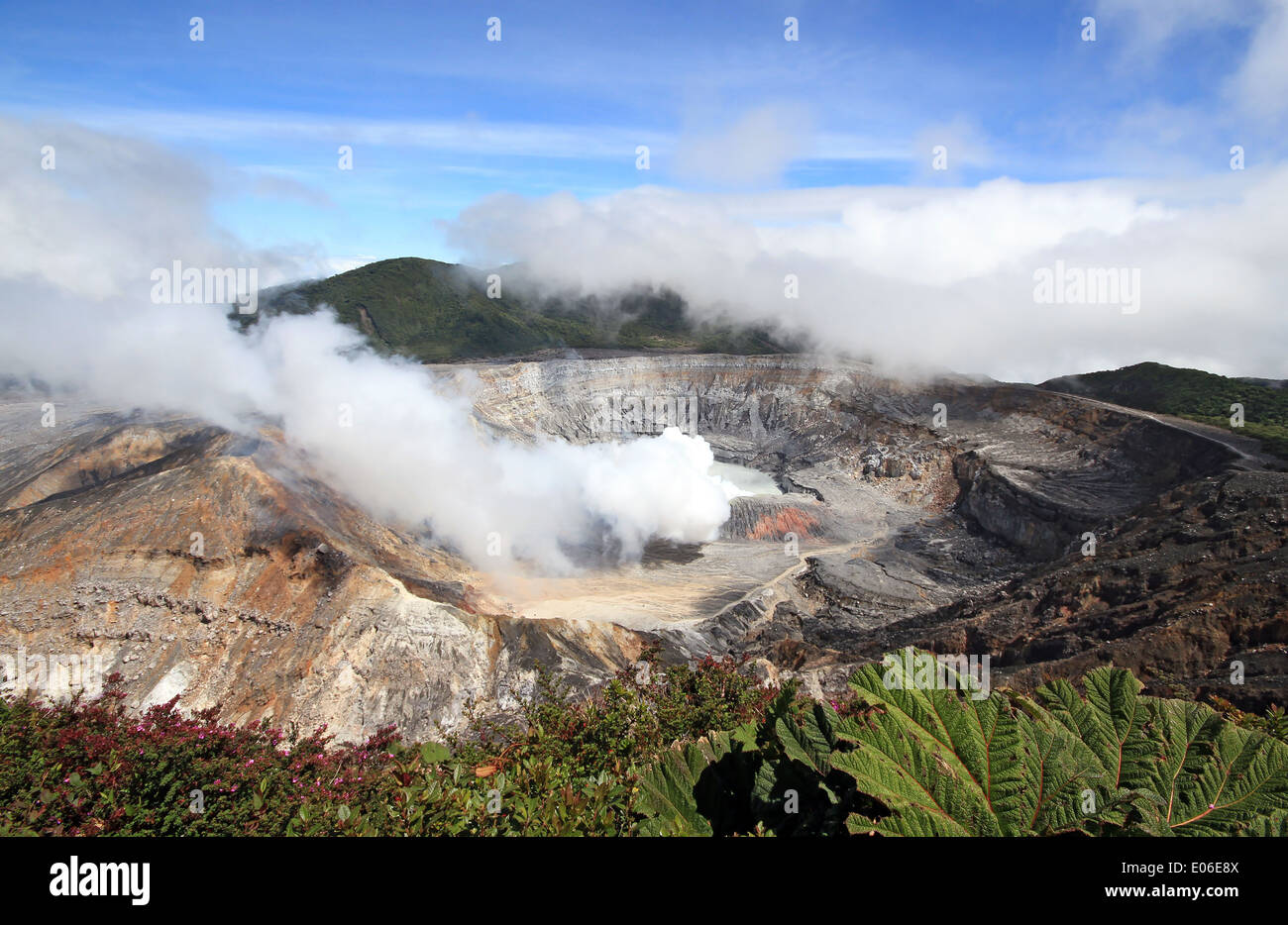 Fumarole Activity at Poás Volcano, Alajujela, Costa Rica Stock Photo