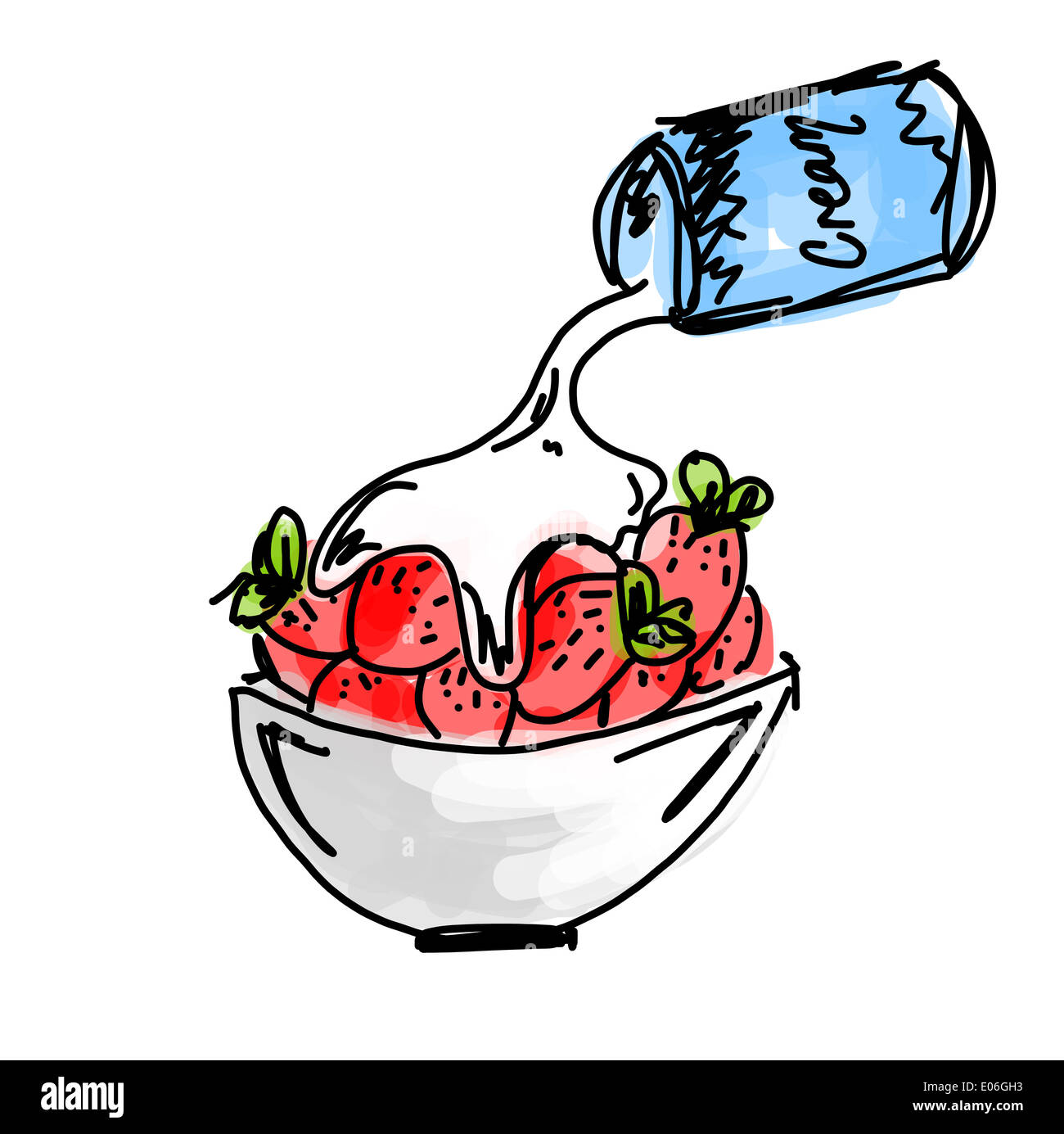 Illustration of strawberries and cream Stock Photo Alamy
