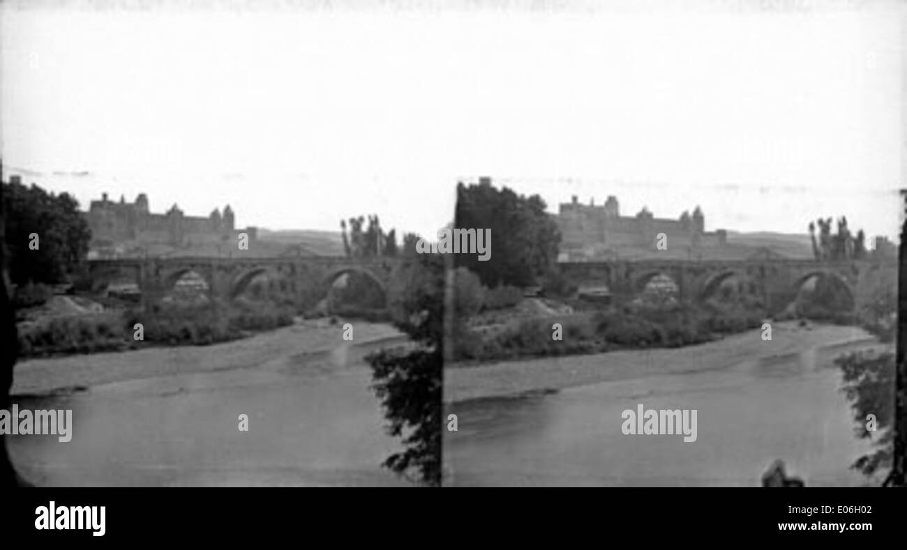 La cité et le pont vieux, avec H. Filhol et Soubeyran, Carcassonne Stock Photo