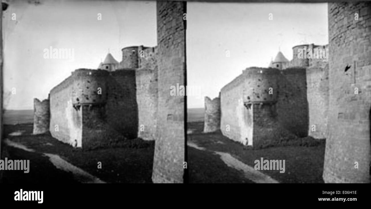 This photograph captures the medieval ramparts of Carcassonne ...