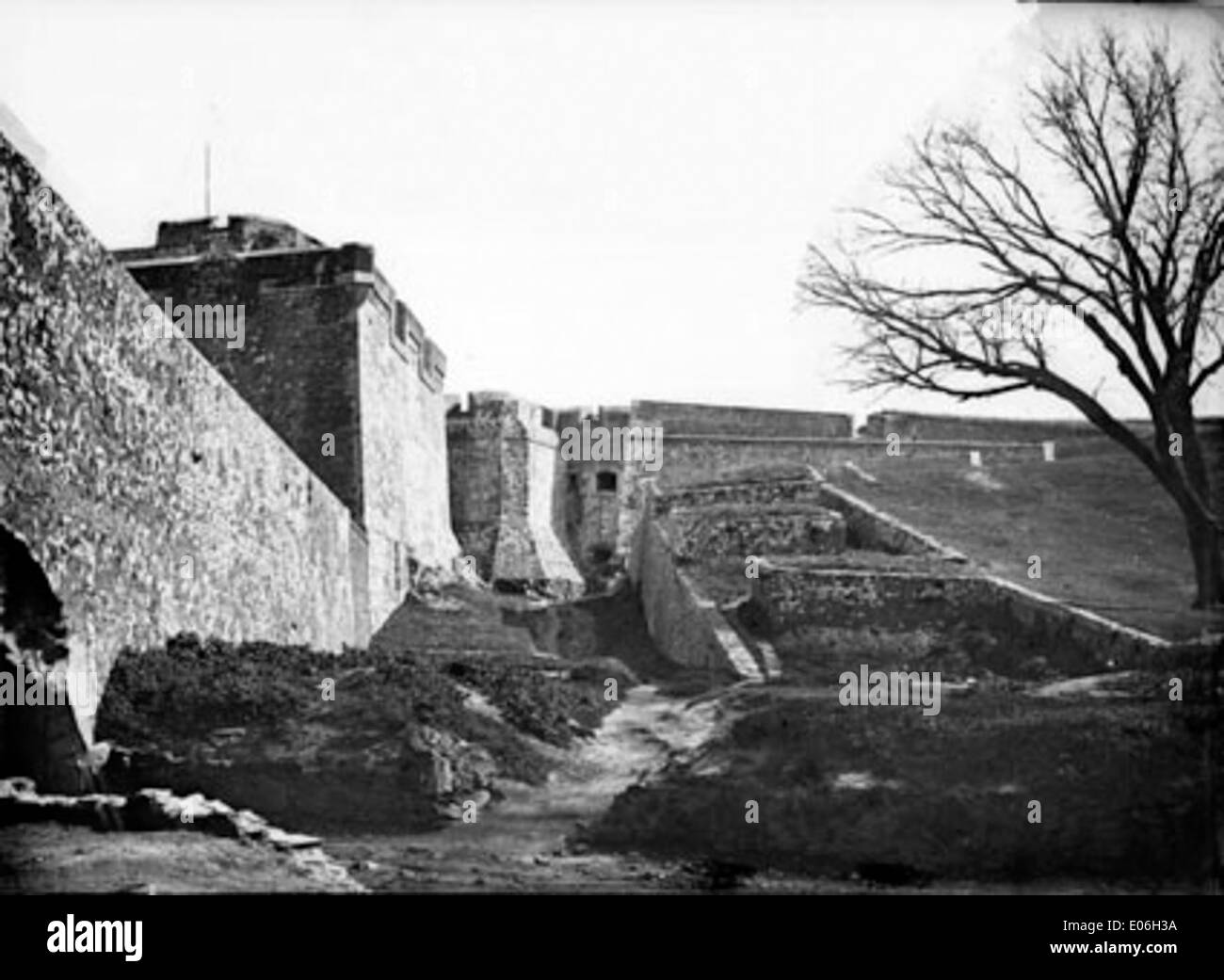 A photograph showing the ancient ramparts of Collioure, France ...