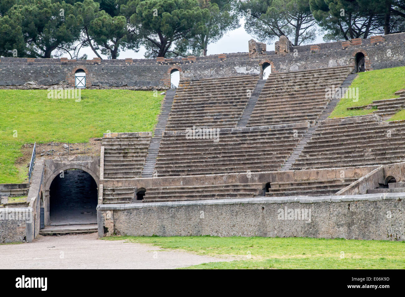 The amphitheatre in the ruins of the Roman city of Pompeii, Italy Stock Photo
