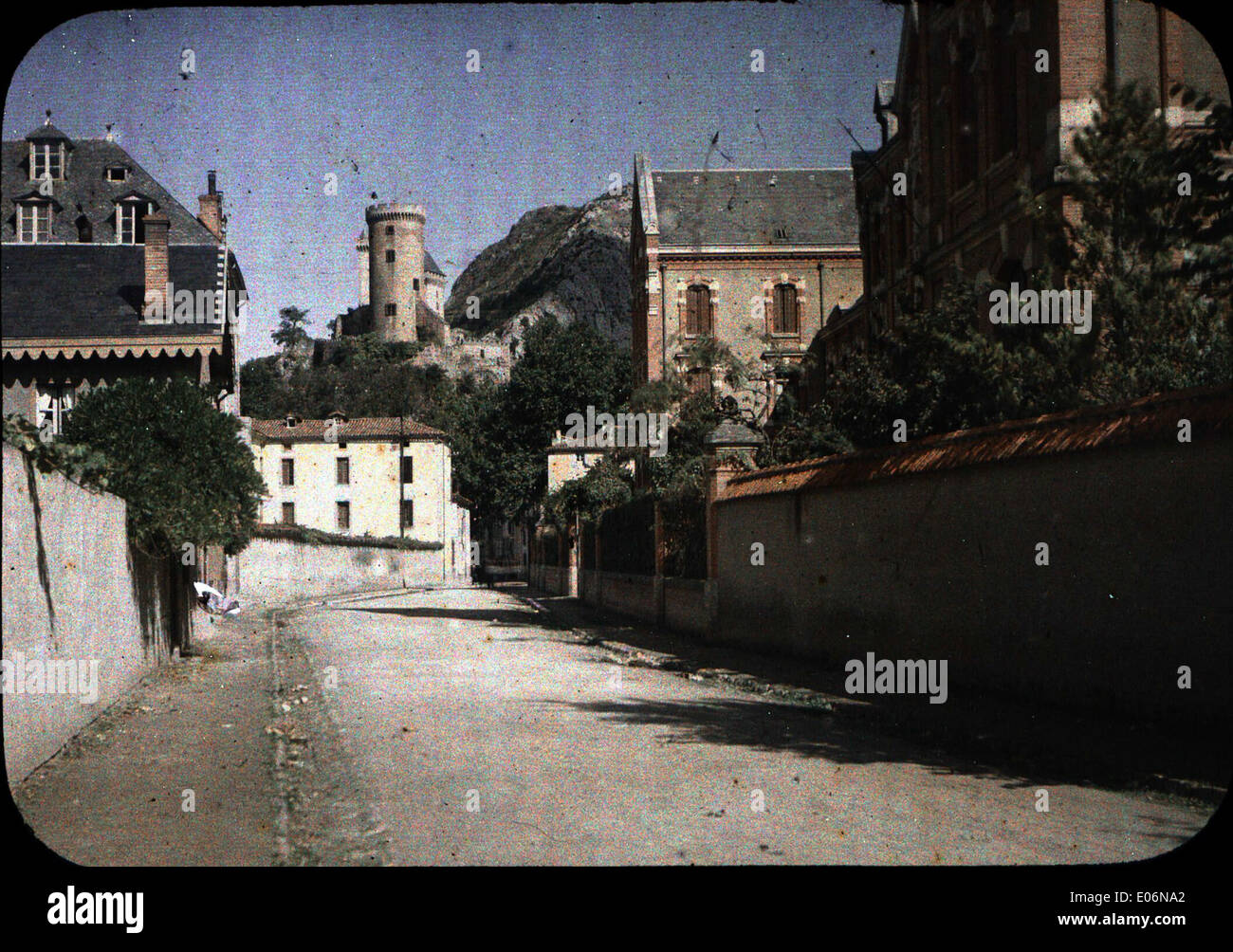 Vue sur le château de la rue du Lycée, Foix Stock Photo